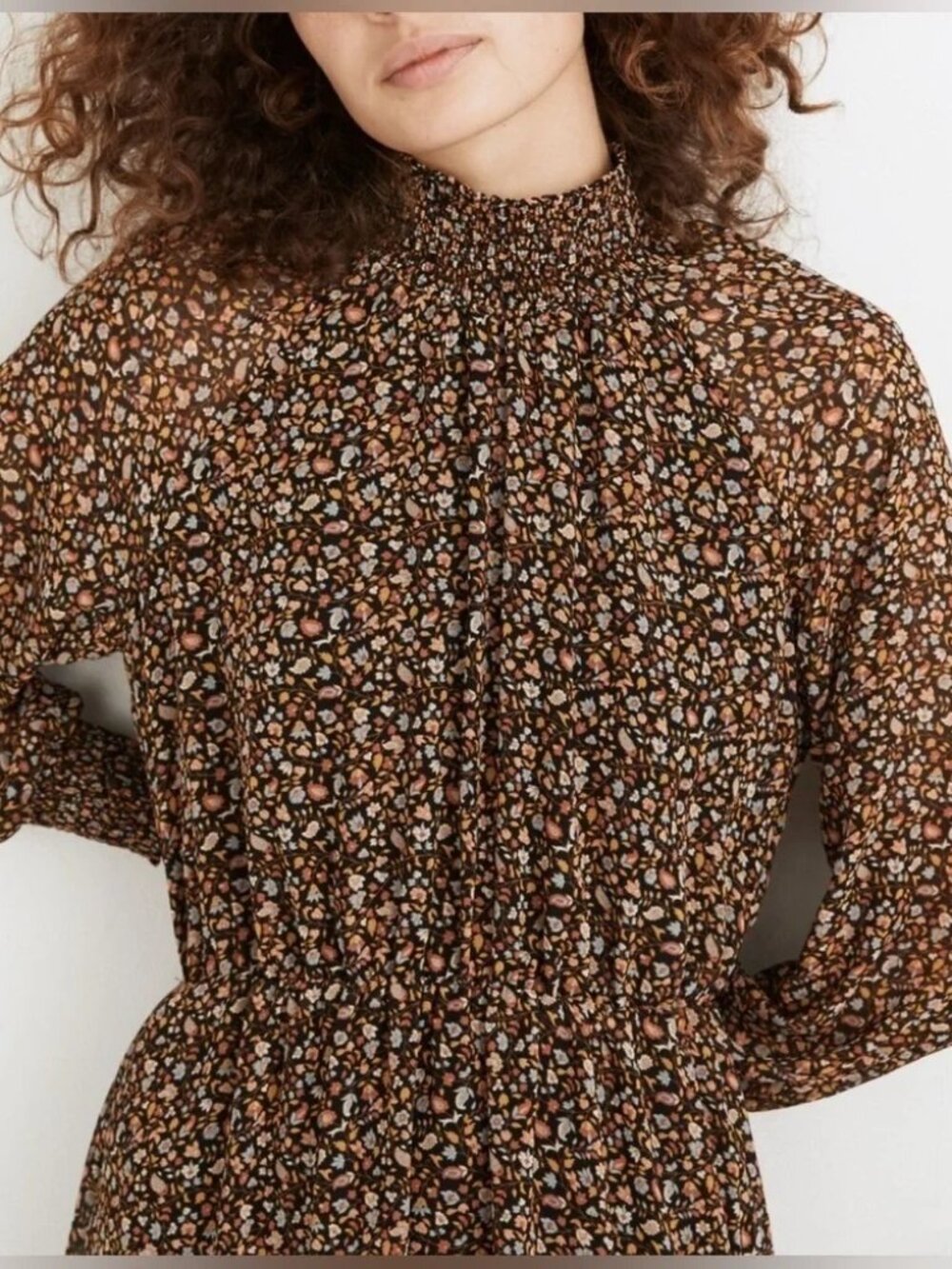 MADEWELL (Re)sourced Georgette Smocked-Neck Midi Dress in Folktale Paisley